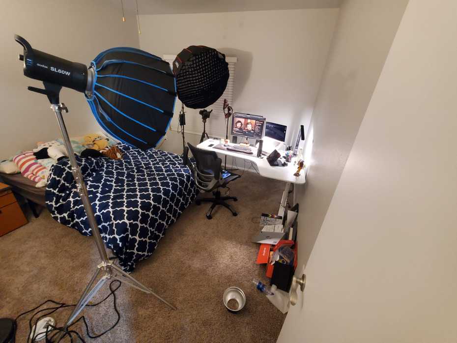 photo of my a-roll setup for a video review